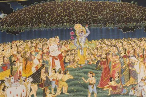  Krishna Lifting Mount Govardhan의 영원한 조화: 신화와 현실이 만나는 순간!